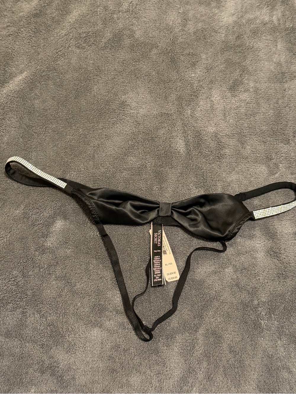 NWT Victoria’s Secret Black Rhinestone Panty Size XL
